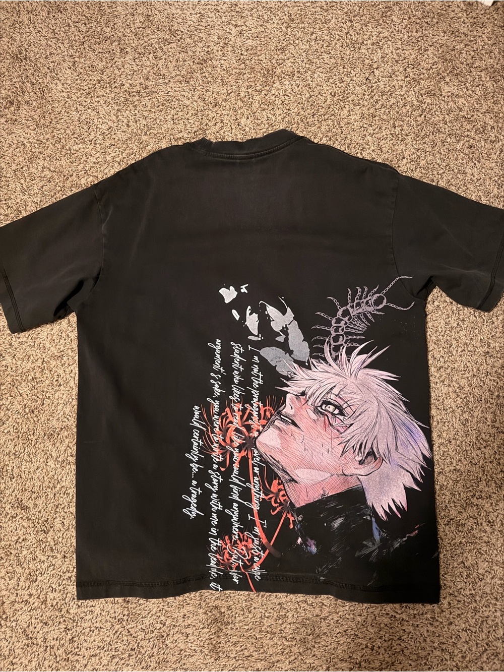 Men's Black Anime Graphic Short Sleeve Tee